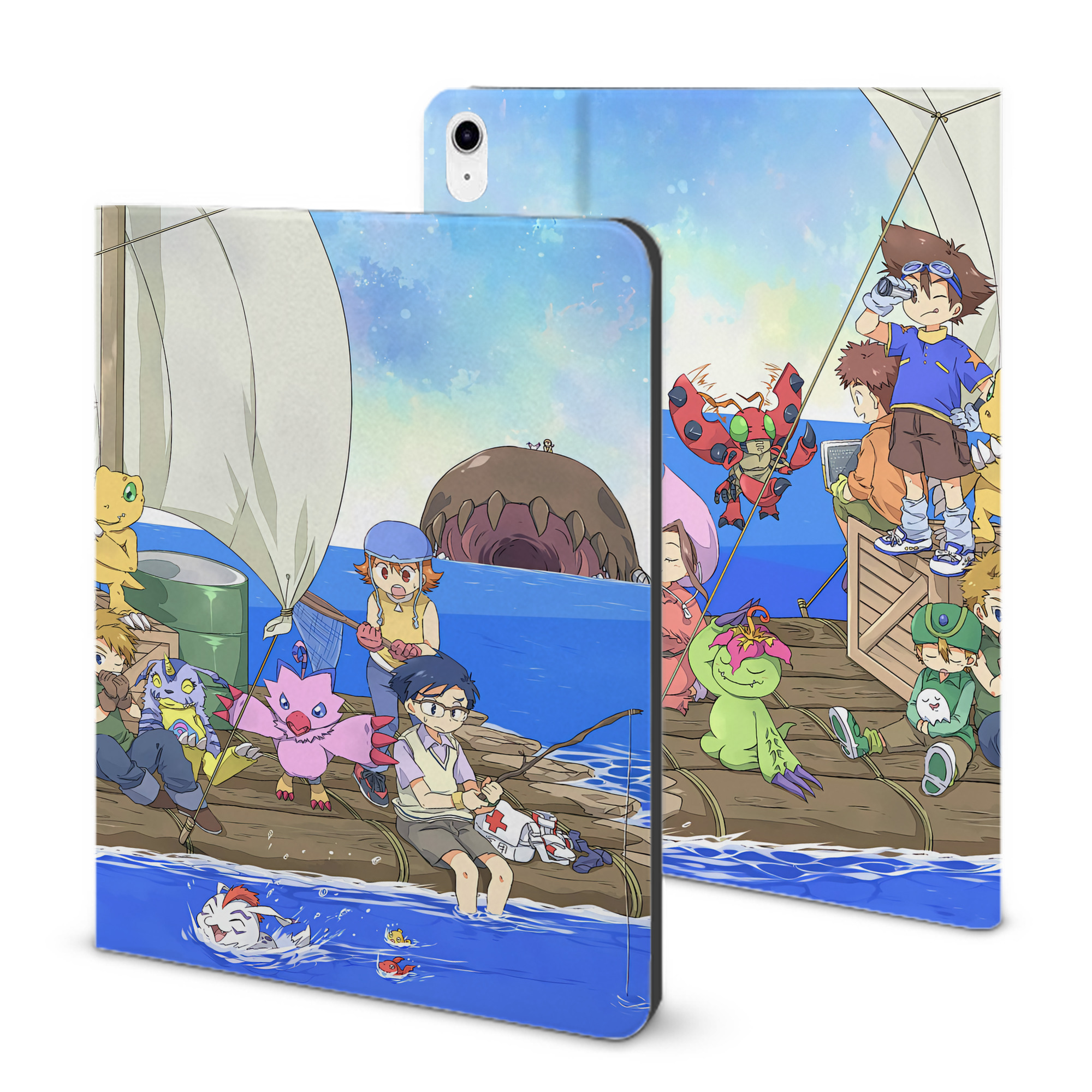 （画像用） Digimon デジタルモンスター/デジモン IPad ケース ブック型 PUレザー TPU 耐衝撃 軽量 薄型 ペン収納なし 全面保護 IPad 各モデル対応